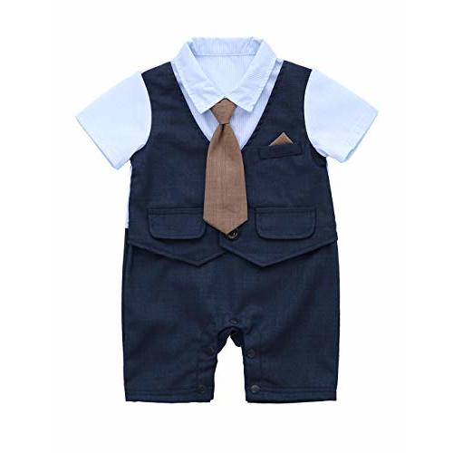 HeMarIsle Baby Boy Gentleman White Shirt Waistcoat Bowtie Tuxedo Onesie Jumpsuit Overall Romper