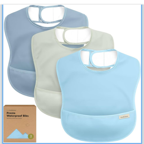 KeaBabies 3-Pack Waterproof Baby Bibs for Eating - Lightweight Toddler Feeding Bibs with Large Food Catcher, Mess Proof, Food-Grade Baby Eating Essentials, Easy to Put On & Clean (Ocean)