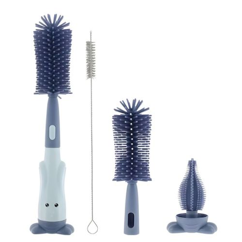 Kitcheniva 3-in-1 Silicone Bottle Brush - Comes with Detachable Head, Detachable Teat Nipple Cleaner Brush, and Straw Cleaner