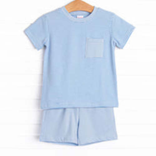 Evan Short Set, Medium Blue Stripe – Stitchy Fish