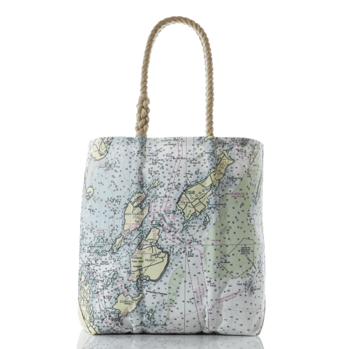 Casco Bay Nautical Chart Medium Tote