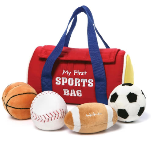 Baby GUND My First Sports Bag Stuffed Plush Playset, Baby Gift Toys for Boys and Girls Ages 1 & Up, 5 Piece, 8"