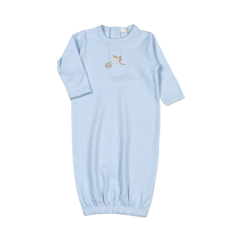 WEL-019 Blue Welcome Baby Hand Embroidered Gown