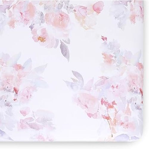 Oilo Crib Sheet, Breathable, Fitted, Organic Cotton Jersey, 300 Thread Count, Machine Washable, Fits Standard Crib (28" x 52" x 6"), Toddler Bedding, Girl, Boy, & Neutral Nursery Design, Prim Floral