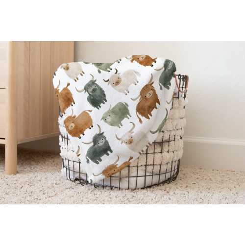 Highland Cow Baby Blanket, Highland Cow Nursery Bedding, Cow Baby Blanket, Toddler Blanket, Rustic Western Bedroom, Farm Nursery Bedding