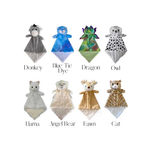 Personalized Animal Lovey: Baby Security Blanket, Soft Plush Luvster