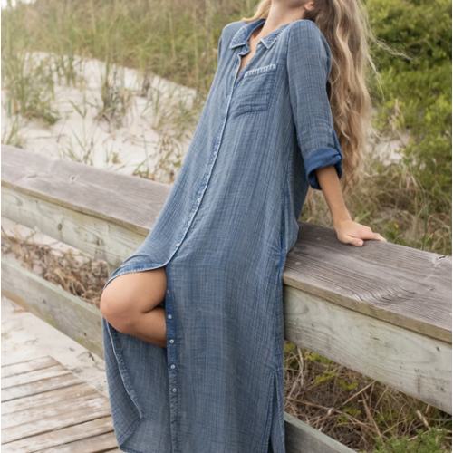 Lola Cotton Maxi Shirt Dress - Denim – Natural Life