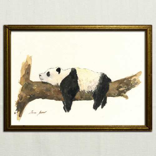 PRINT -Sleeping panda watercolor, giant panda art, panda bear watercolor, panda print, panda artwork, giant panda print-  Art Print