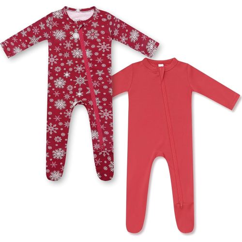 HAPIU Rayon from Bamboo Baby Footed Pajamas, 2 Way Zipper YKK, Footie for Baby Boy Girls, Newborn-24 Months