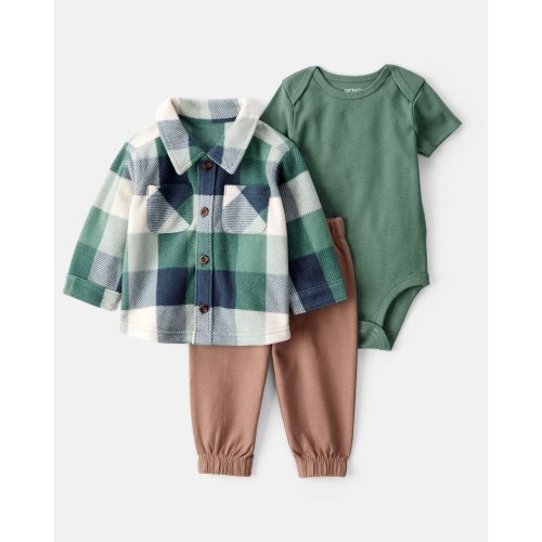 Baby Boy 3-Piece Plaid Little Jacket Set - Green/Brown | Carter's