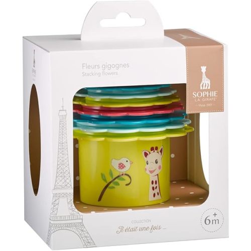 Sophie la girafe Stacking Flowers | 8 Colorful Flower-Shaped Nesting Cups | Stack, Play & Learn