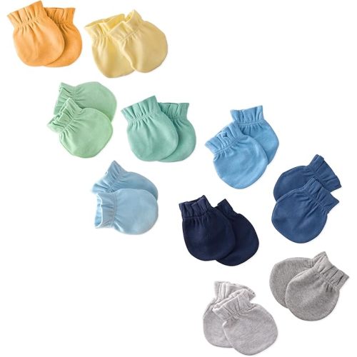Morgan 10-Pack Mitts 100% Organic Cotton No Scratch Mittens for Newborn Baby Boys & Girls