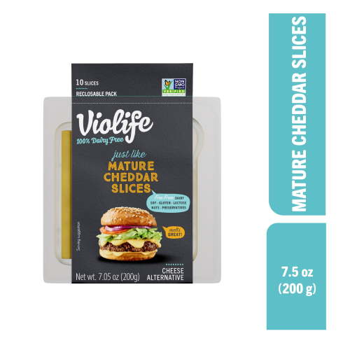 Violife Just like Mature Cheddar Slices, Dairy-Free Vegan, 7.05 oz pack (Refrigerated)