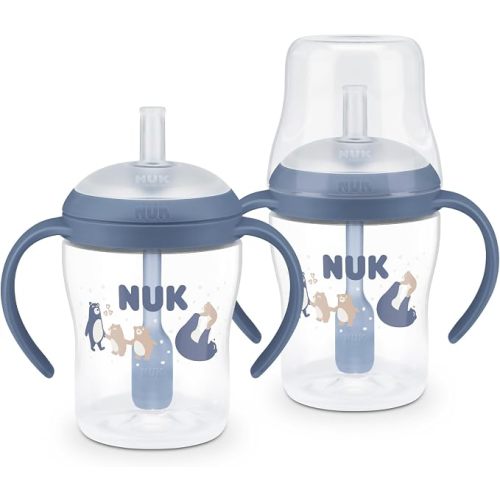 NUK Perfect Match Learner Straw Cup, 5 oz, 2 pack – Soft Straw, Easy-Grip Handles, BPA Free, Spill Proof Transition Sippy Cup
