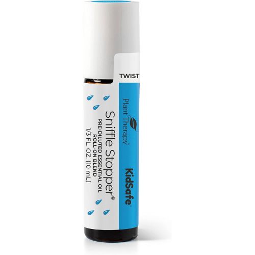 Plant Therapy KidSafe Sniffle Stopper Essential Oil Blend Pre-Diluted Roll-On 10 mL (1/3 oz) Respiratory Support Blend 100% Pure, Natural Aromatherapy, Therapeutic Grade