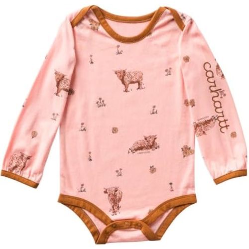 Carhartt Kid's CA7233 Long-Sleeve Cow Print Bodysuit - Girls