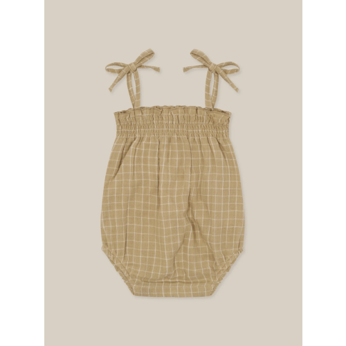Grid Check Wheat Spaghetti Bodysuit | Organic Zoo