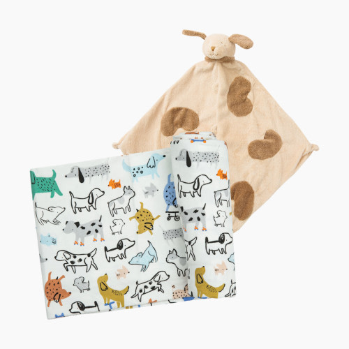 Angel Dear Swaddle and Lovie Bundle - Cool Pup/Brown Puppy
