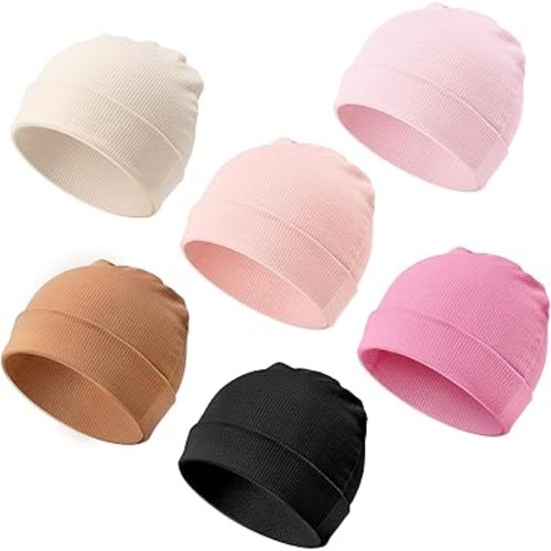 DRESHOW BQUBO 6 Pack Baby Newborn Hats Set for Unisex Infant Newborn Toddler Soft Beanie Hat for Boys Girls 0-24 Months