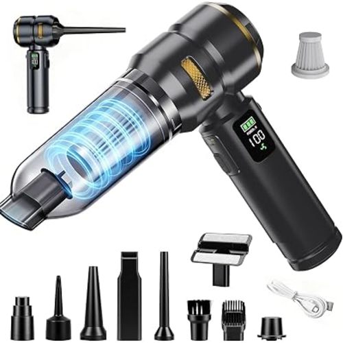 Car Vacuum Portable Cordless, 17000PA Cordless Handheld Car Vacuum Rechargeable, Brushless Motor with Digital Display, Mini Small Vacuums Cleaner for Office Desk Home Kitchen Car Pet Hair, Travel