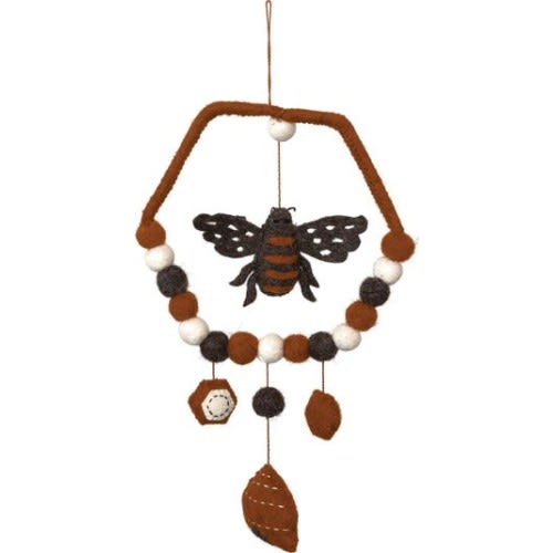 Wool Felt Mobile with Bee and Hive