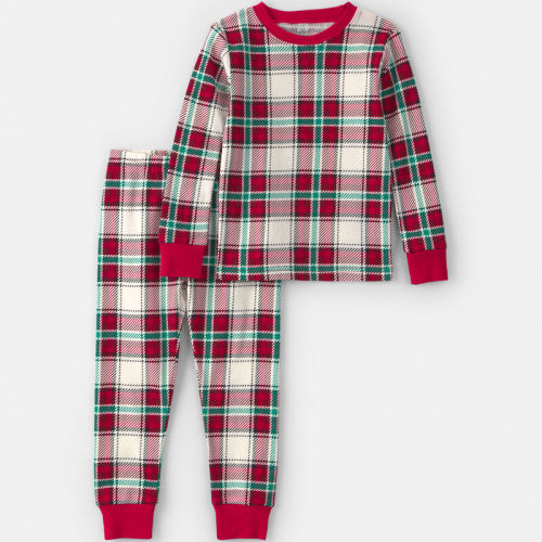 Baby 2-Piece Christmas Plaid 100% Cotton Snug Fit Pyjama Set - Red/Green | Carter’s Oshkosh Canada