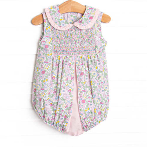 Briar Bow Blossoms Smocked Bubble, Pink – Stitchy Fish