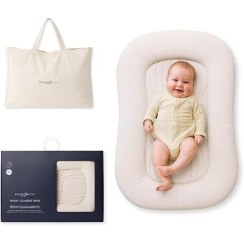 Snuggle Me Wave Organic Infant Baby Lounger, Ergonomic CSPS Compliant Nest (Natural)