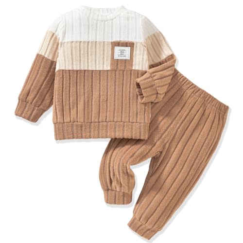 POZMTIORE Infant Baby Boys Fall Outfit Pants Sets Long Sleeve 3 6 12 18 24 Months 2 3 T Toddler Boy Pullover Pants