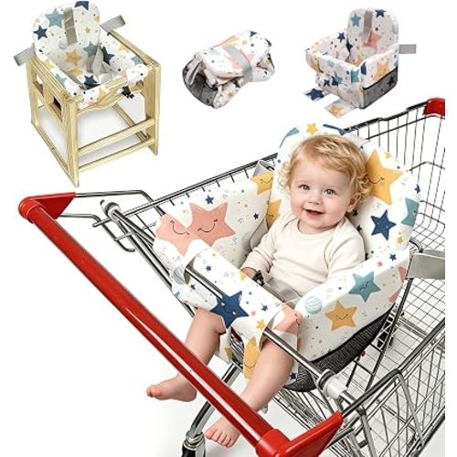 Shopping Cart Cover for Baby Boy & Girl,High Chair Cover for Restaurant Seat,Soft Padded Machine Washable Infant Toddler Buggy Seat Cover,Swing Insert for Infant & Toddler - Stars
