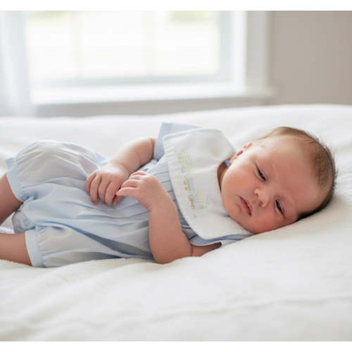 Hand Embroidered Train Romper – Ella Marina Baby