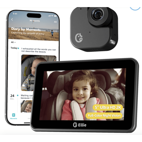 Ellie Baby Car Monitor, 5-Inch 1080P LCD Monitor, Baby Car Monitor Camera
