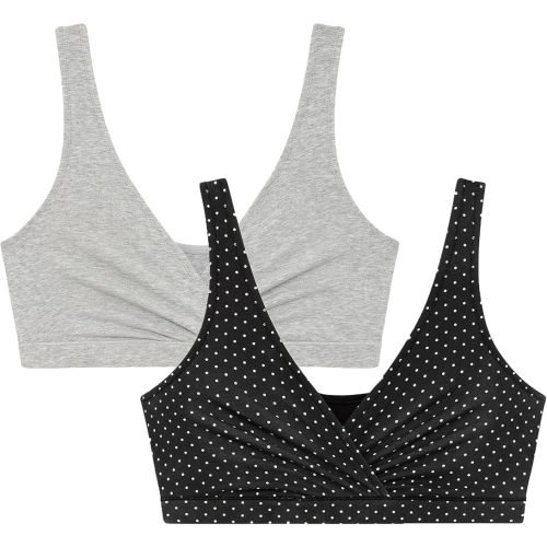 Motherhood Maternity Women's Soft Cotton Spandex Wrap Front Maternity & Nursing Sleep Bralette Bra S-3x