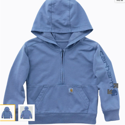 Kids' Long Sleeve Re-Engineered Garment Dye Half-Zip Sweatshirt (Baby/Toddler) | Baby Girl Clothes (0-24M) | Carhartt