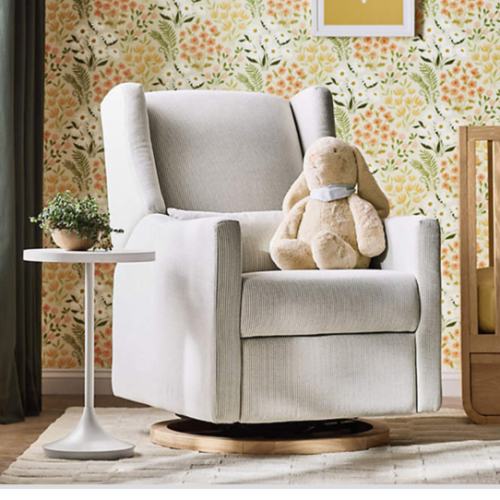 Babyletto Kiwi Striped Grey Nursery Glider Recliner Chair