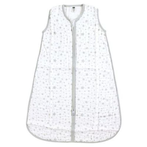 Hudson Baby Infant Muslin Cotton Sleeveless Wearable Sleeping Bag, Sack, Blanket, Gray Stars, 12-18 Months