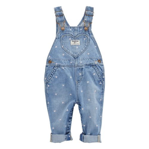 Baby Heart-Print Knit Denim Overalls - Blue | Carter’s Oshkosh Canada