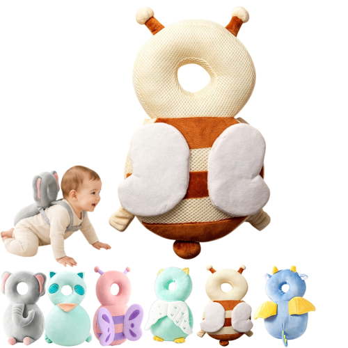 Head Protector Backpack, Adjustable Cartoon Animal Walking Cushion Backpack, Soft Wearable Plush Pad for Supervised Walking Practice, Elephant Design, 18M+