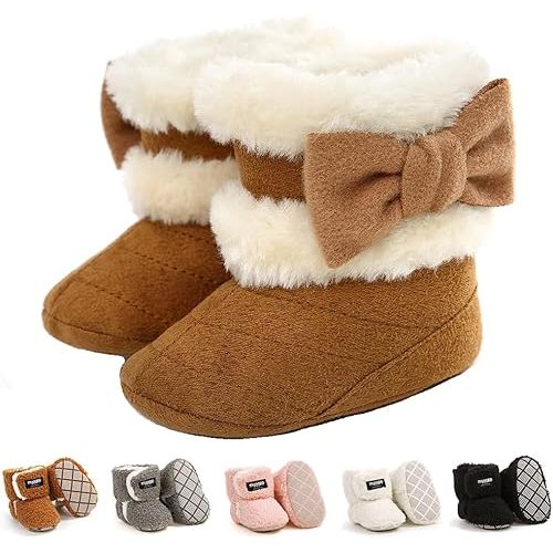 Ohwawadi Infant Baby Boots Boys Girls Cozy Fleece Slippers Snow Boots Winter Baby Girl Shoes Warm Baby Crib Footwear for Newborn Toddlers