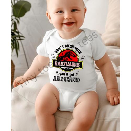 Don’t Mess With Babysaurus Baby Onesie | Funny Dinosaur Baby Bodysuit | Jurassic Baby Outfit | Baby Shower Gift | Unisex Baby Clothes