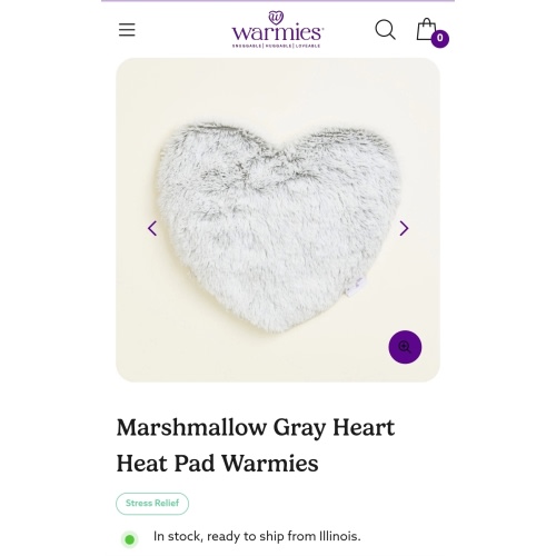 Marshmallow Gray Heart Heat Pad Warmies