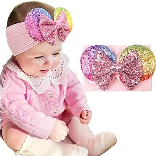 1PC Mouse Ears Headband/Headwrap - Toddler, Baby, Kids - Party supplies - Pink Sequin