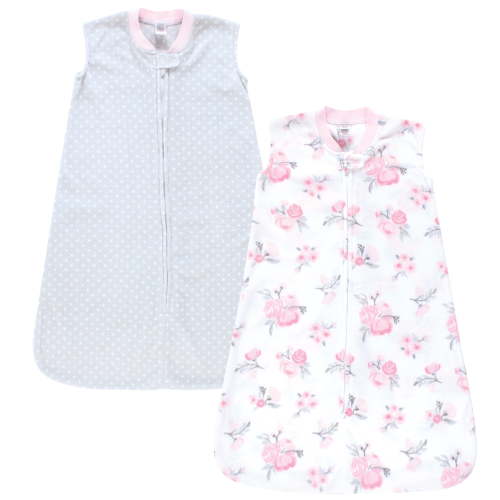 Hudson Baby Infant Girl Plush Sleeping Bag, Sack, Blanket 2pk, Basic Pink Floral, 12-18 Months