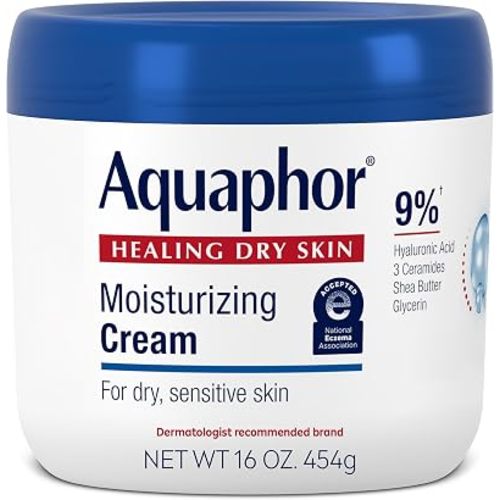 Aquaphor Moisturizing Face and Body Cream with Hyaluronic Acid, 16 OZ
