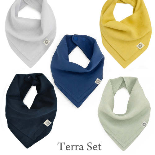 Organic Baby Bandana Bibs 5-Pack – Scarf Bib Set – Kishu Baby