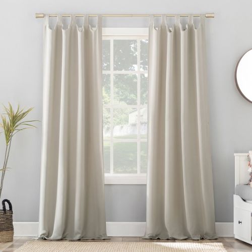 40"x84" Sun Zero Blackout Kenneth Energy Saving Tab Top Curtain Panel Pearl: Thermal Insulated, Noise Reduction