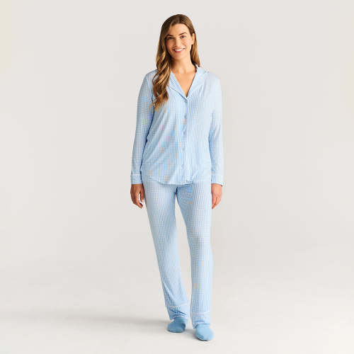 Blue Gingham Women's Luxe Pajama Pant Set