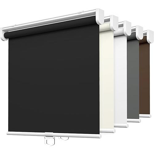 LazBlinds No Tools No Drill Cordless Roller Shades, 100% Blackout Roller Blinds for Windows, Thermal Insulated UV Protection Waterproof Roll Up Window Blinds and Shades, 20'' W x 72'' H, Black