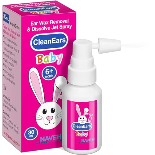 NAVEH PHARMA® CleanEars Baby | Fast-Acting Ear Wax Removal Spray | Breaks Down & Dissolves Earwax in Just 1 Treatment | Clinically Proven to Be 300% More Effective | Mineral Oil, Gentle&Safe | 1 OZ