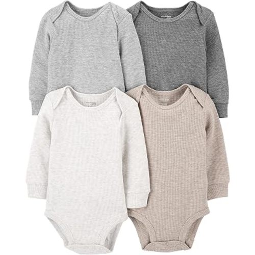 Simple Joys by Carter's Boys' 4-Pack Soft Thermal Long Sleeve Bodysuits